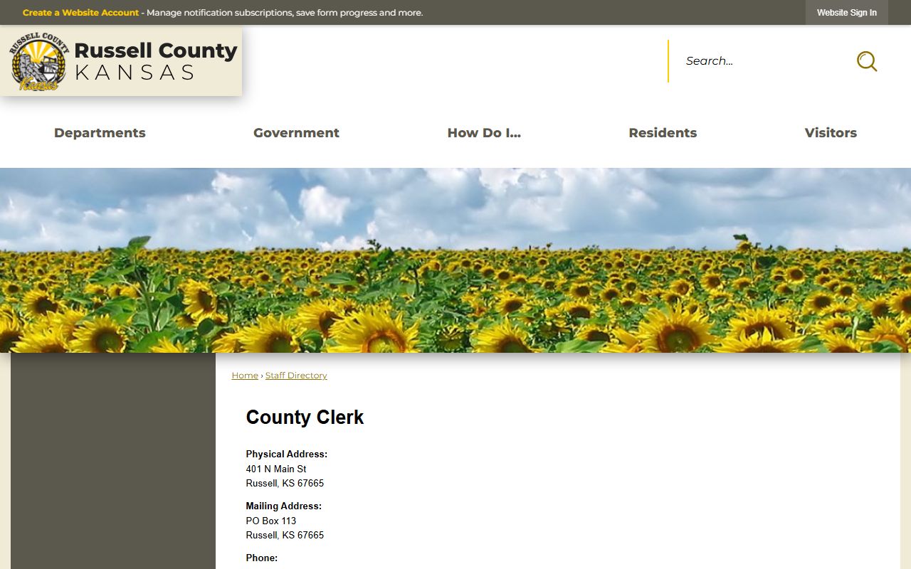 Russell County Clerk of the District Court records compared with County Clerk staff directory