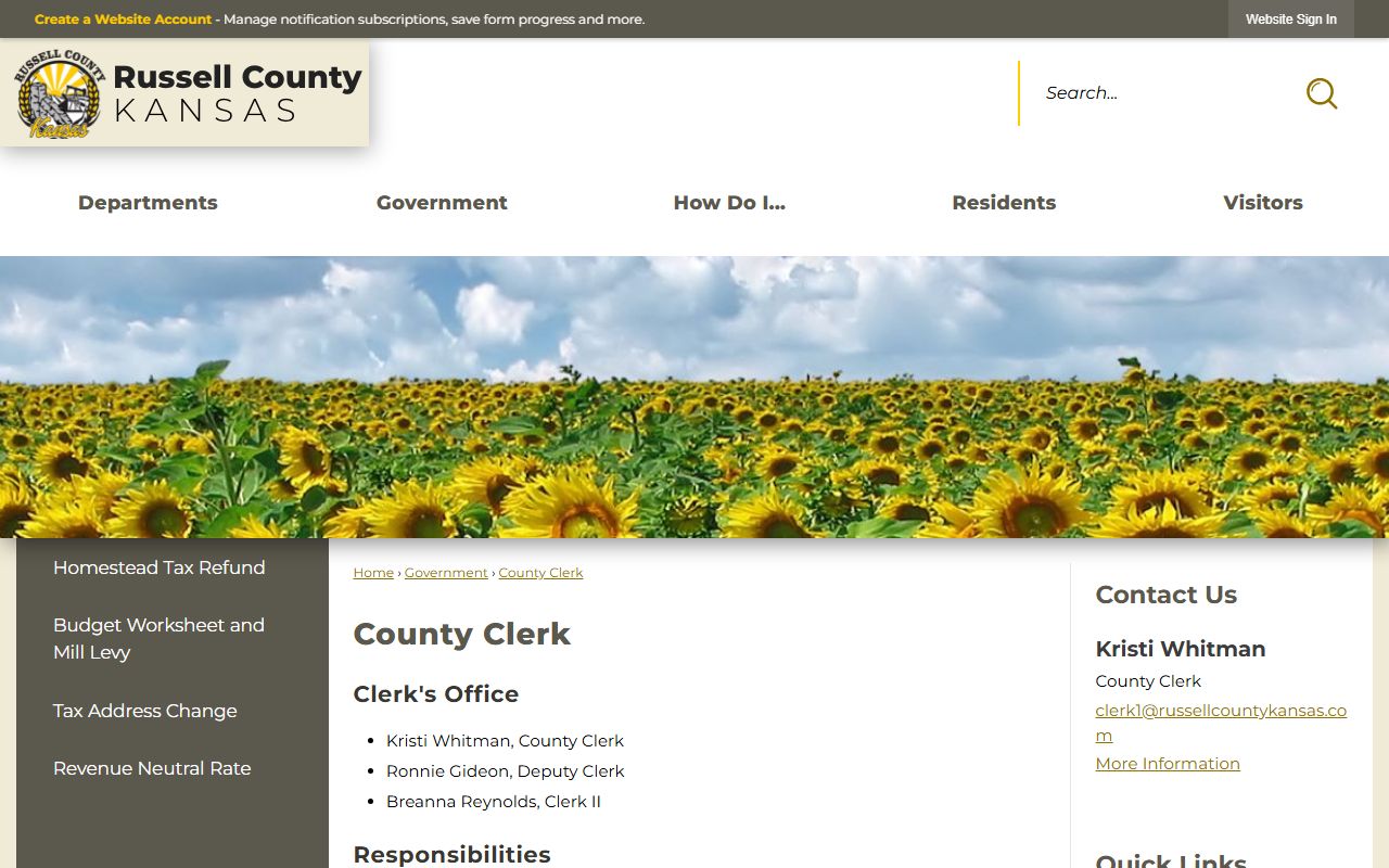 Russell County Clerk of the District Court records and County Clerk office contrast