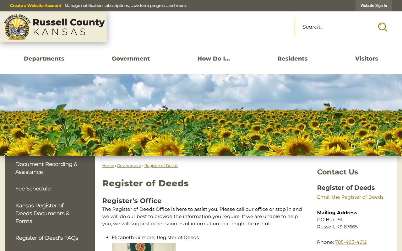Russell County Clerk of the District Court records contrasted with Register of Deeds records