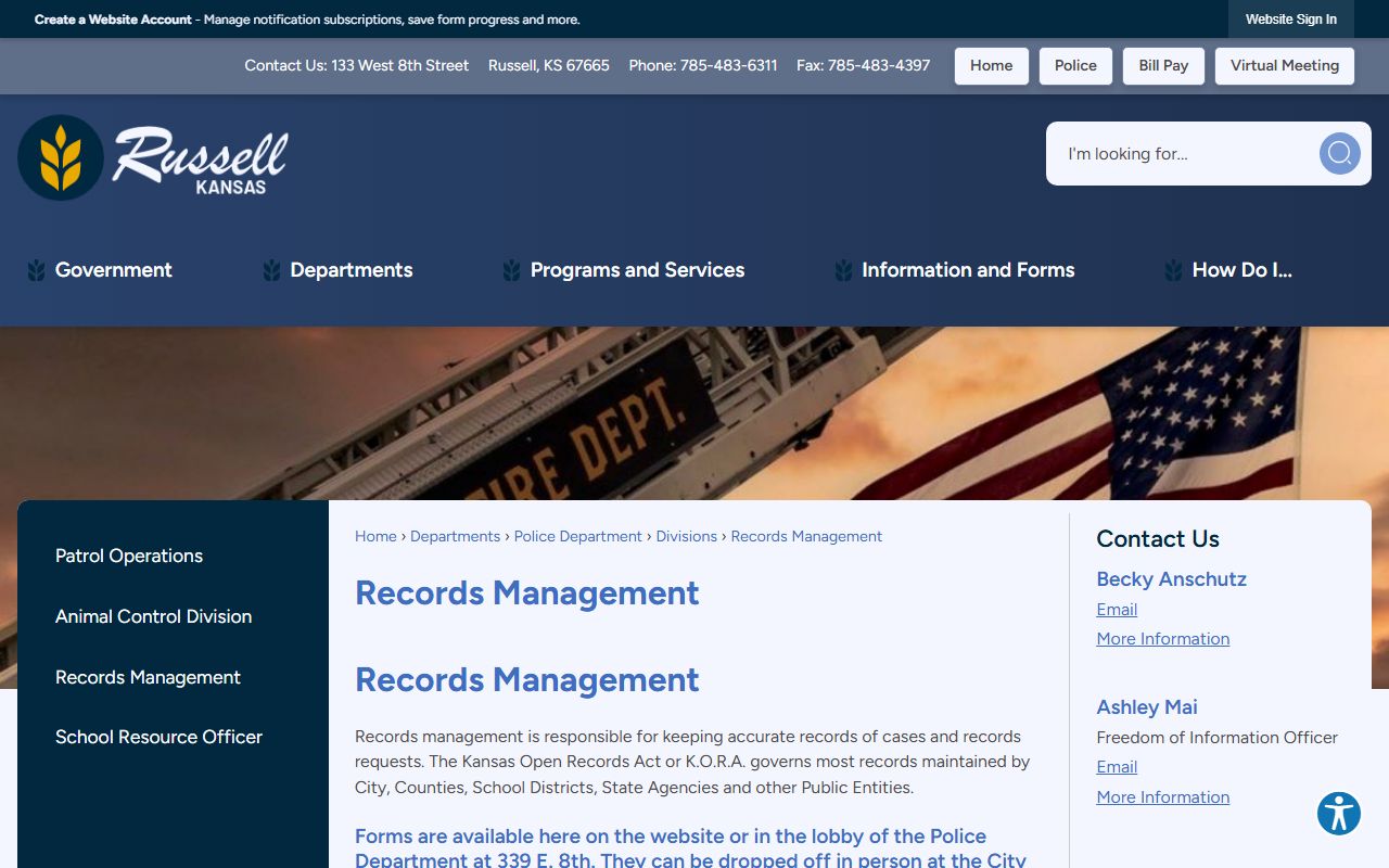 Russell County arrest records police KORA records source