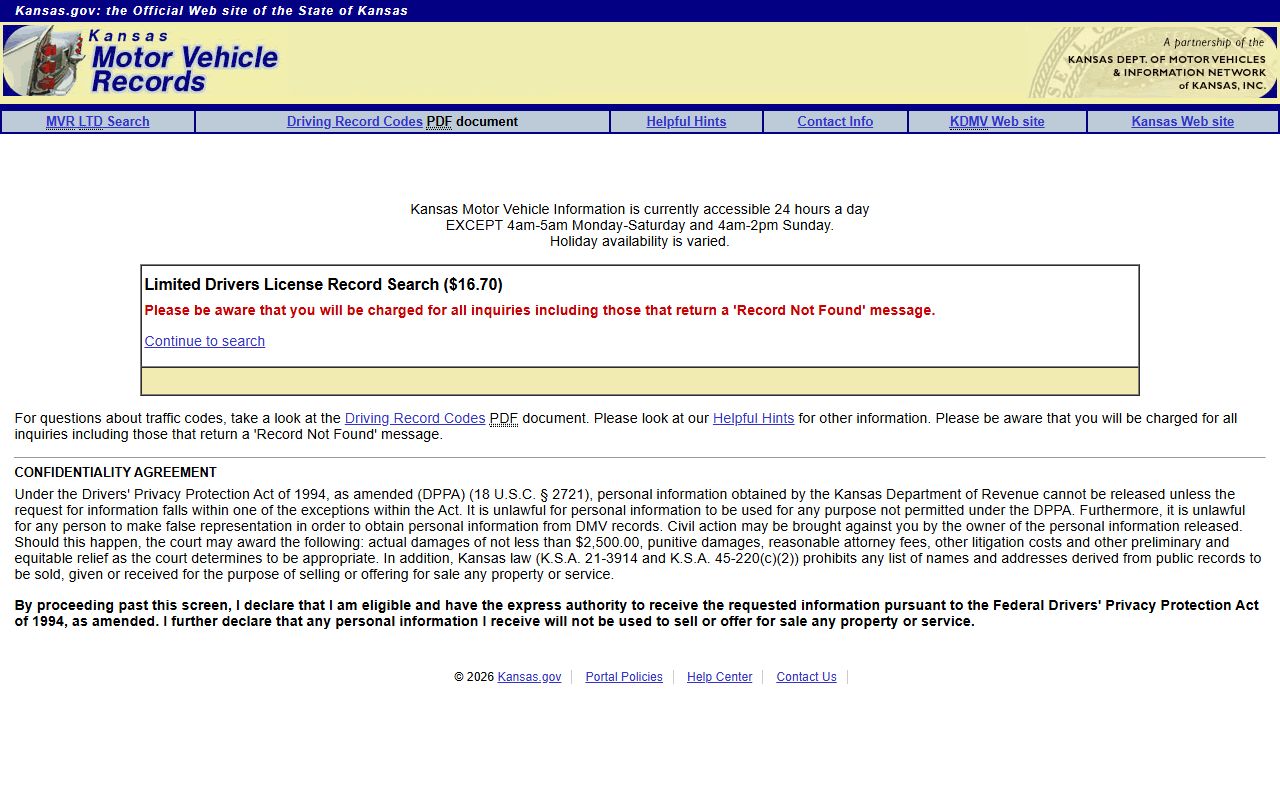 Russell County court dockets Kansas driving record source