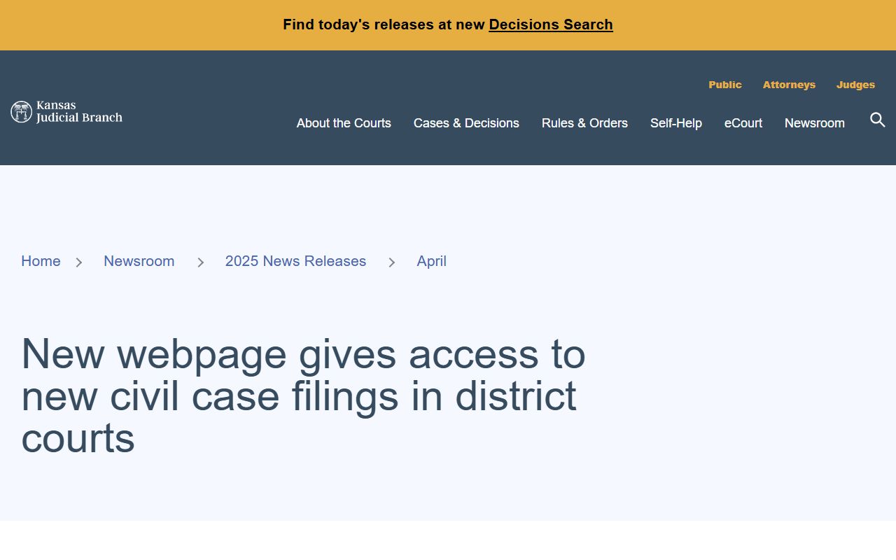 Russell County court dockets Kansas new civil case filings source