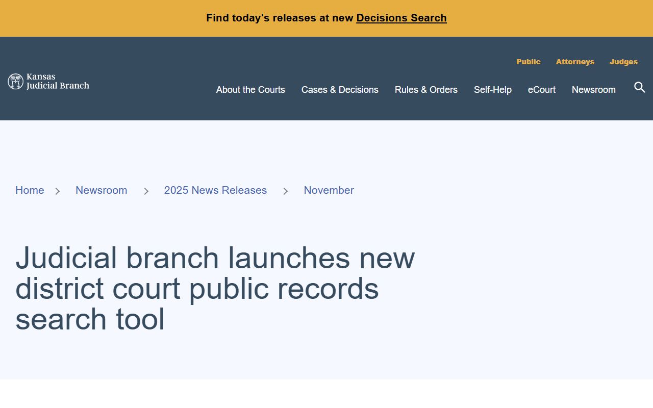 Russell County court records Kansas CaseSearch launch notice