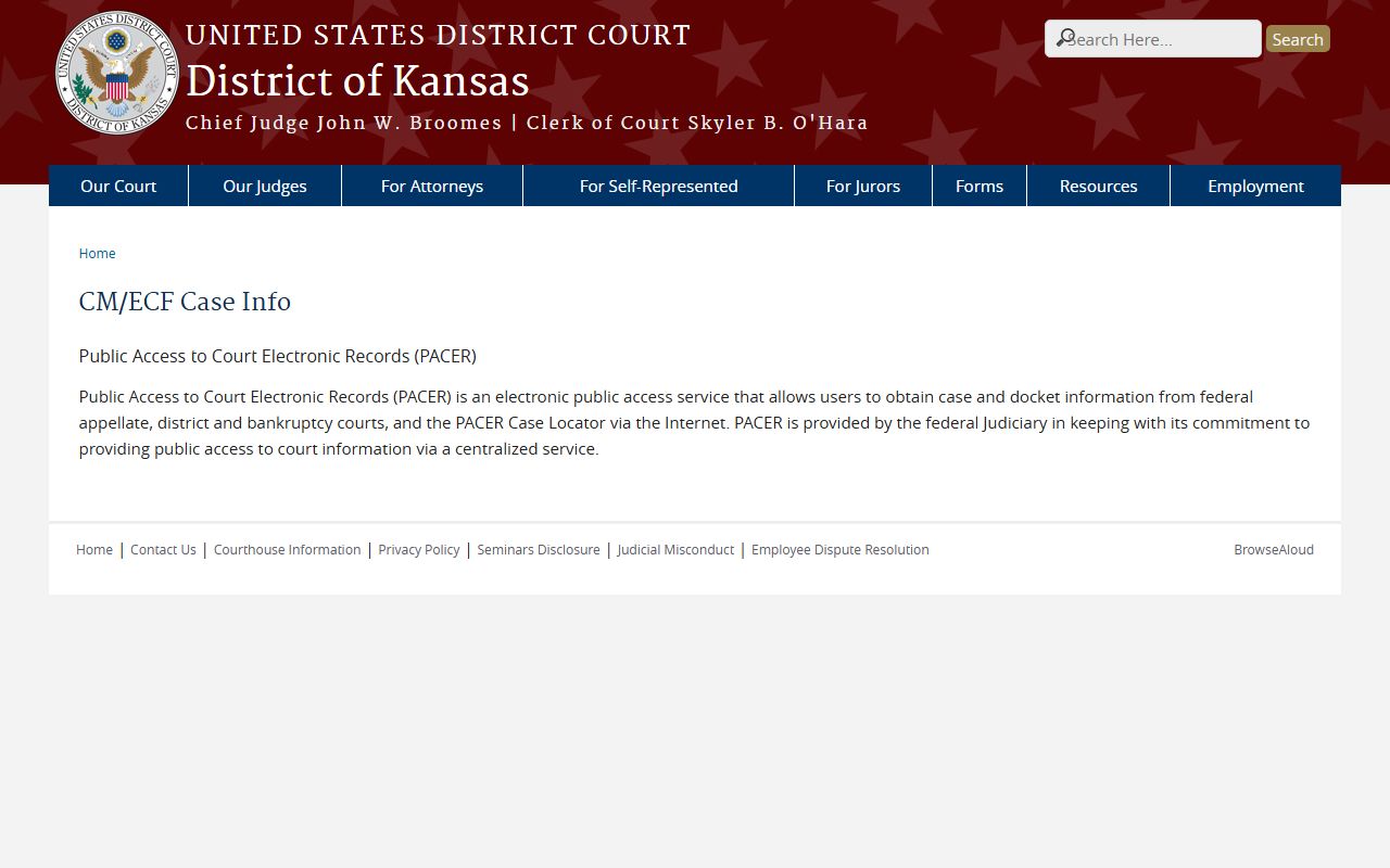 Russell County District Court records compared with District of Kansas CM ECF records