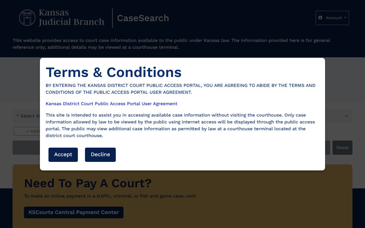 Russell County court records Kansas CaseSearch portal