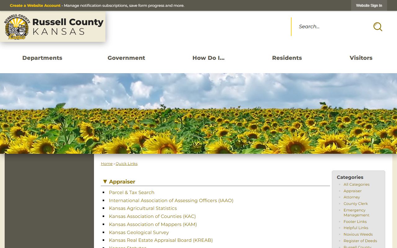 Russell County court records county quick links page