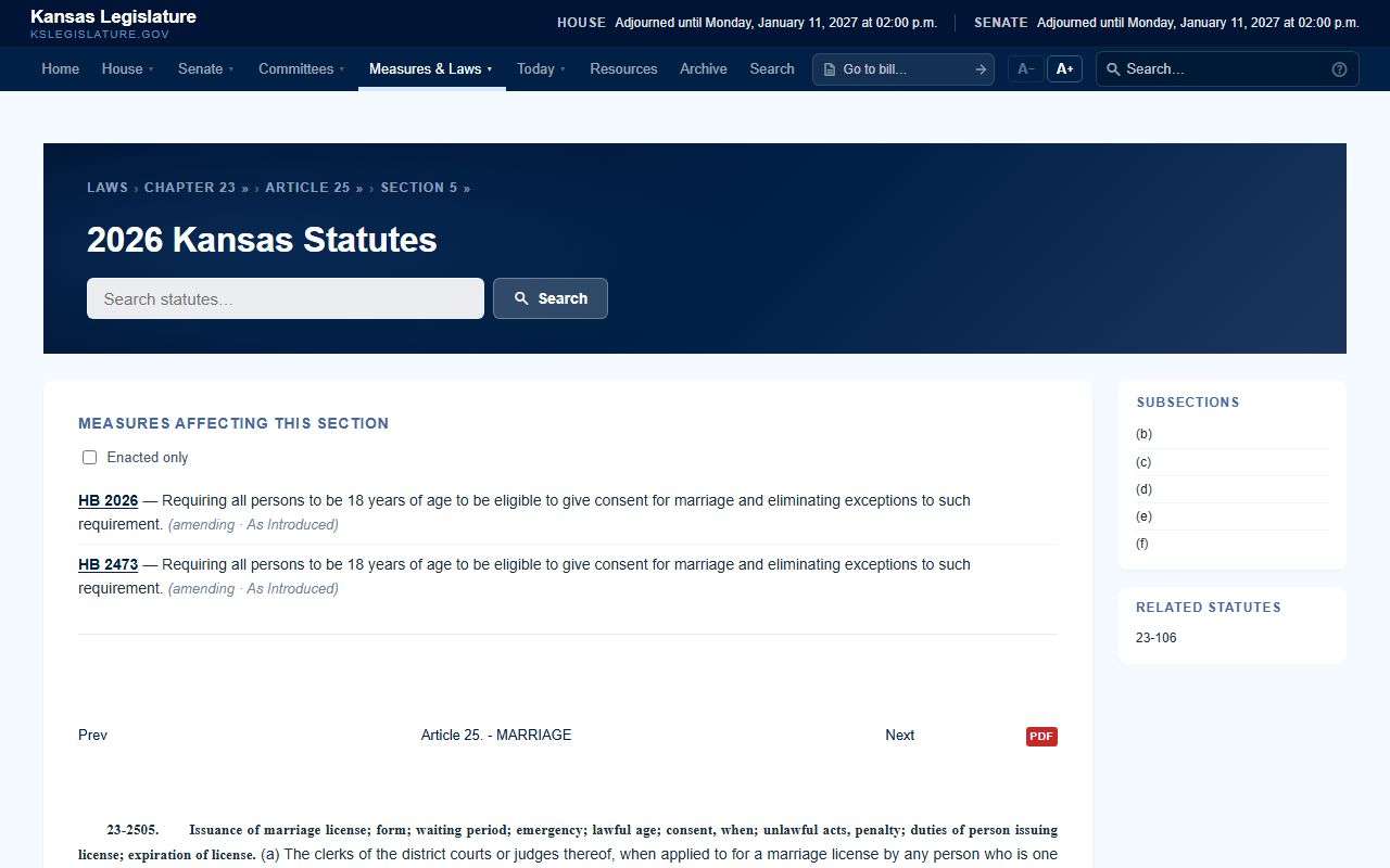 Russell County marriage records Kansas marriage license statute