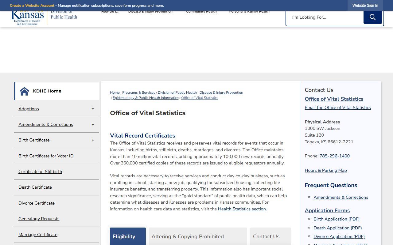 Russell County marriage records KDHE Office of Vital Statistics