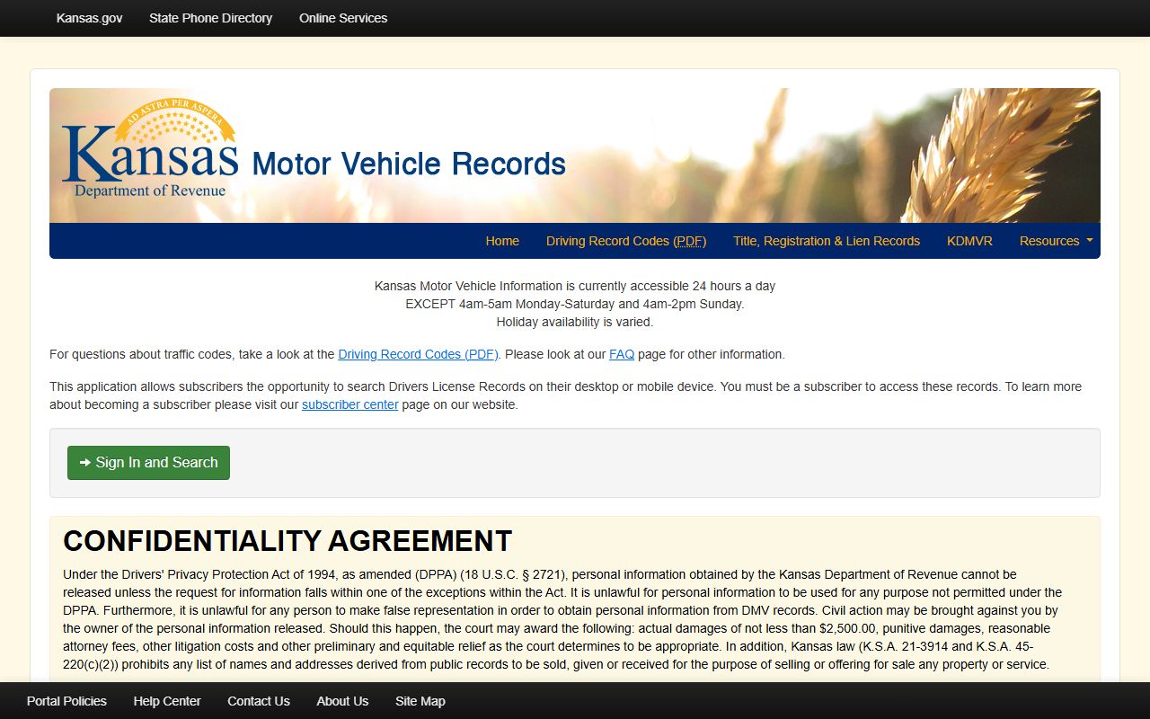 Russell County traffic court records compared with Kansas MVR subscriber search
