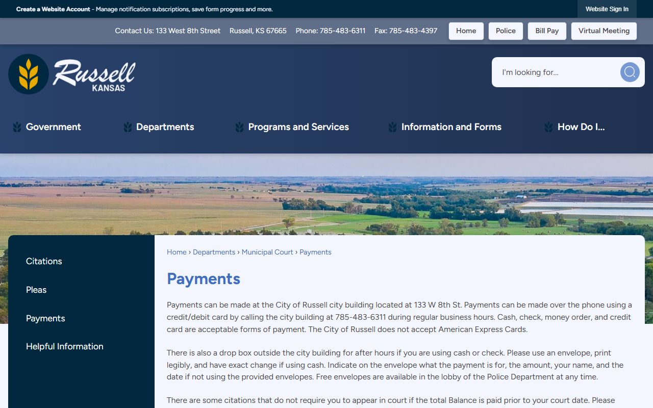 Russell County traffic court records payment options for Russell Municipal Court