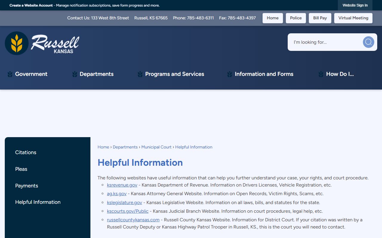 Russell County warrant records municipal court helpful information source